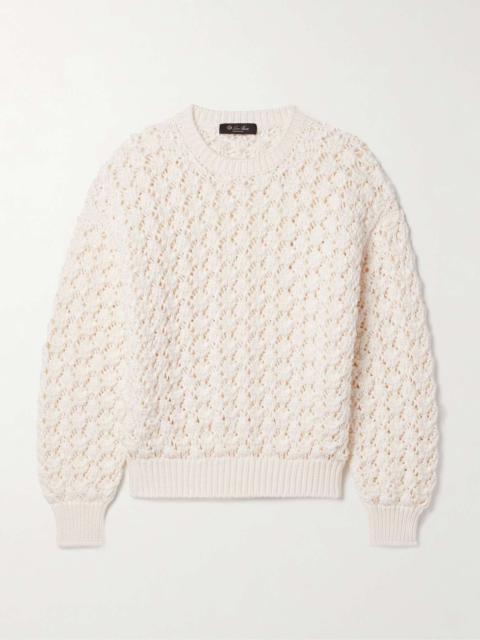 Nikko open-knit cotton and silk-blend sweater