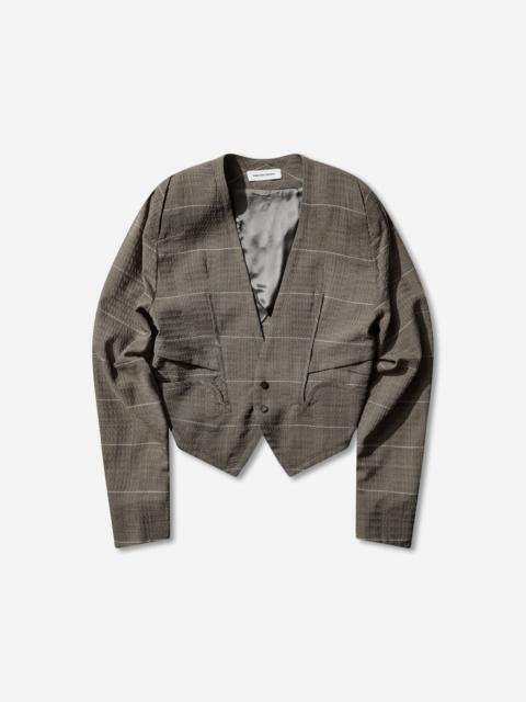 Kiko Kostadinov Men's Andras Tailored Jacket Taupe Check