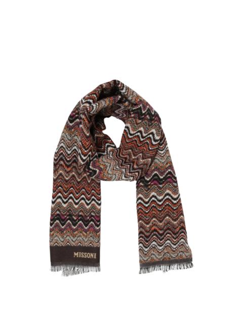 Missoni Zigzag-pattern knit fringed scarf