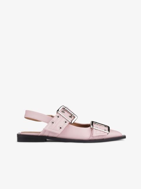 GANNI LIGHT PINK FEMININE BUCKLE BALLERINAS