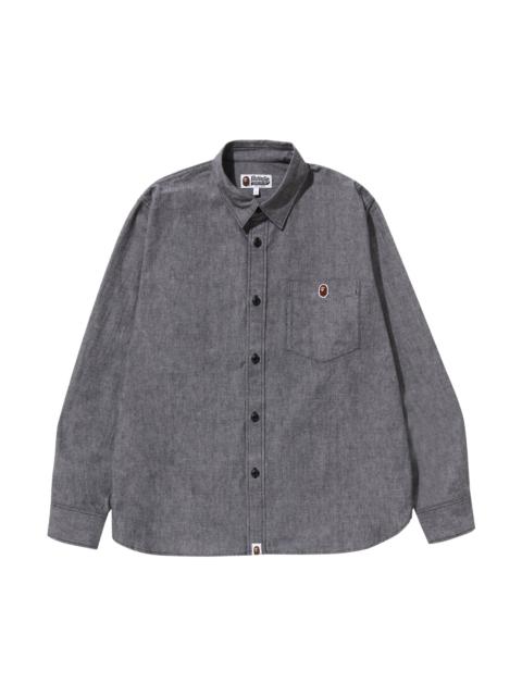 A BATHING APE® BAPE One Point Relaxed Fit Chambray Shirt 'Black'