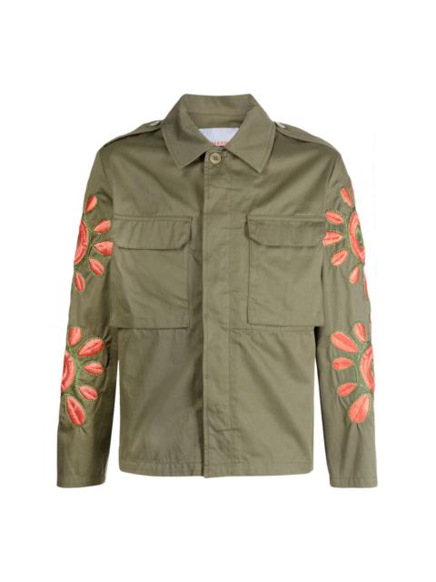 embroidered military-style overshirt