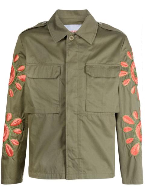 embroidered military-style overshirt