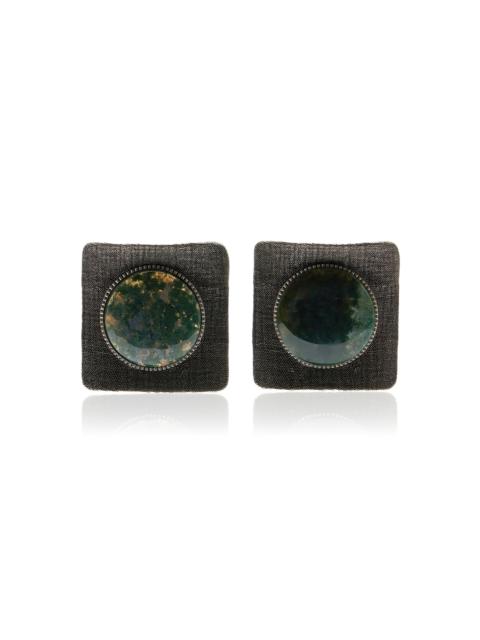 BRANDON MAXWELL The Odette Art Deco Stone Earring green