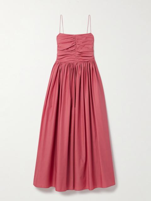 MATTEAU Gathered Organic Cotton And Silk-blend Midi Dress