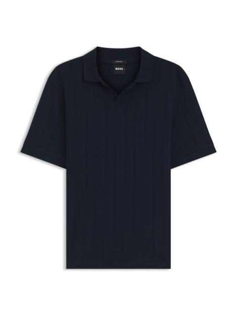 BOSS COTTON-JACQUARD POLO SHIRT WITH JOHNNY COLLAR
