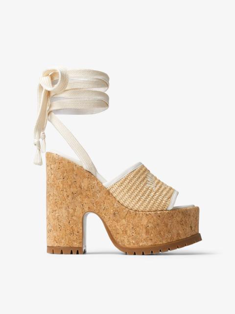 Gal Wedge 130
Natural Jimmy Choo Embroidered Raffia Wedge Sandals