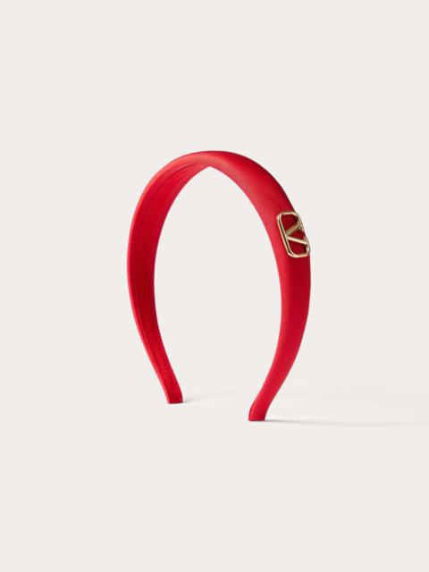 Valentino VLOGO SIGNATURE SILK HEADBAND WITH METAL VLOGO SIGNATURE APPLIQUE'