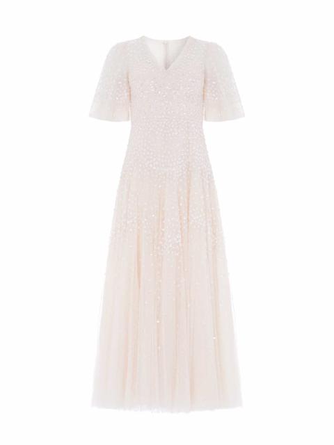Needle & Thread Scallop Sequin V-Neck Ankle Gown