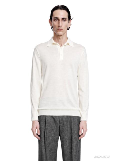 LARDINI Wool-silk Long Sleeve Polo