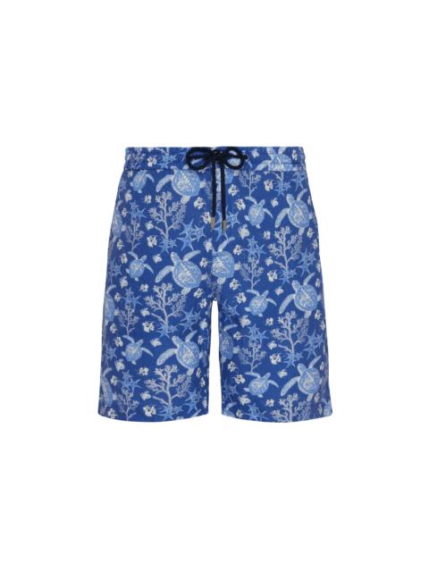 Vilebrequin Men Linen Bermuda Shorts X-ray Turtle