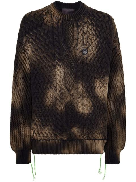 PHILIPP PLEIN Smile-embroidered tie-dye jumper