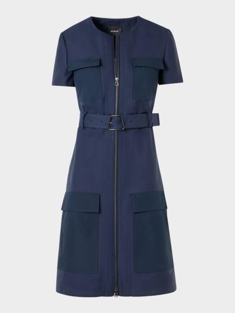 AKRIS Cotton-Blend Zip-Up Belted Jacket