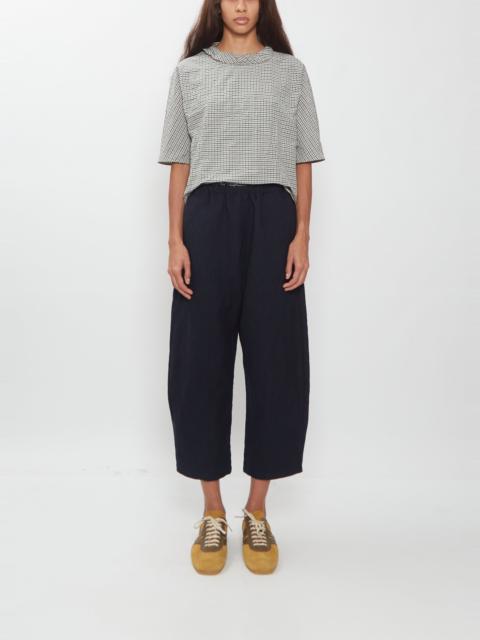 apuntob Wool Cotton Curved Cropped Pants — Blue