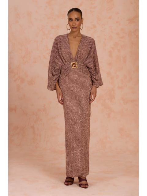 PatBO GROOVY KNIT SLEEVE MAXI DRESS