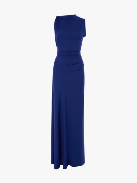 Victoria Beckham Sleeveless Draped Gown In Bright Indigo