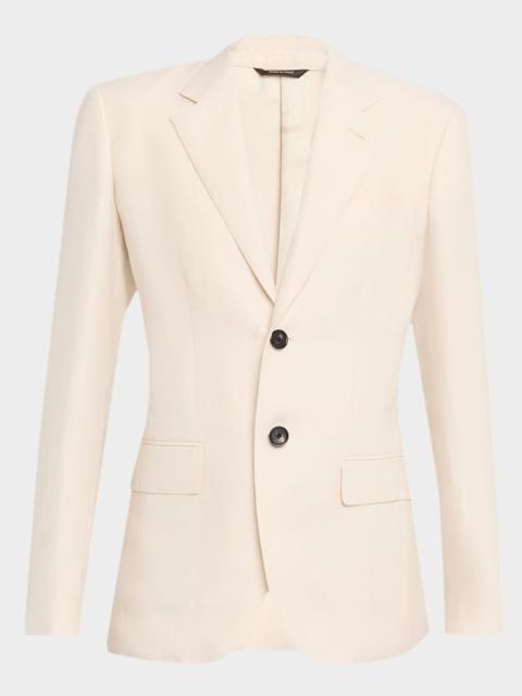 Loro Piana Torino Antigua Linen-Silk Single-Breasted Jacket