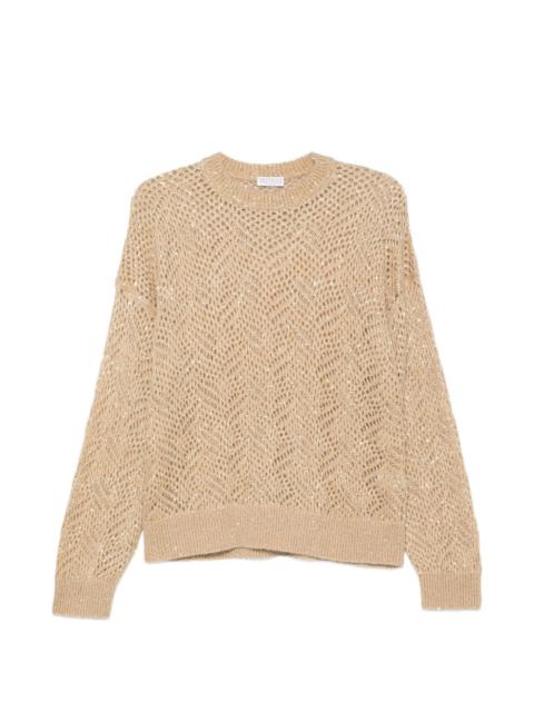 Brunello Cucinelli sequin-embellished open-knit sweater