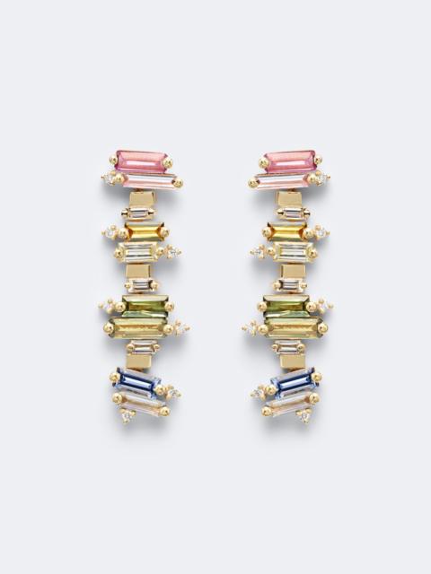 SUZANNE KALAN 18kt gold drop earrings with sapphires and diamonds