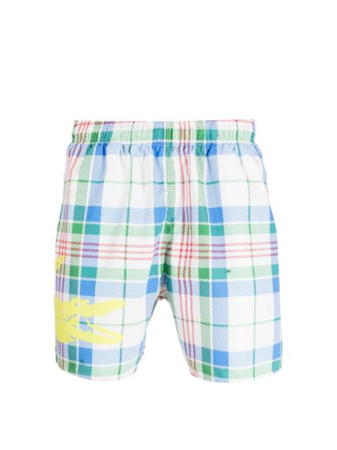 check-pattern swim shorts
