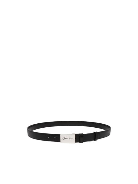 Montblanc logo-engraved saffiano-leather belt