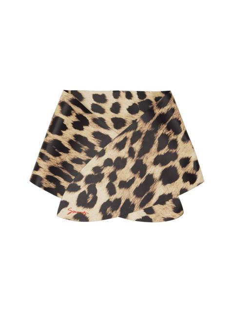 Givenchy Black & Beige Leather Leopard Print Scarf