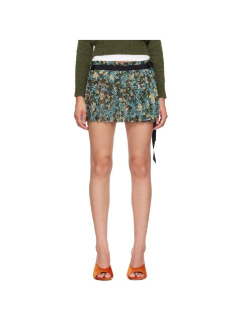 Dries Van Noten Multicolor Pleated Wrap Miniskirt