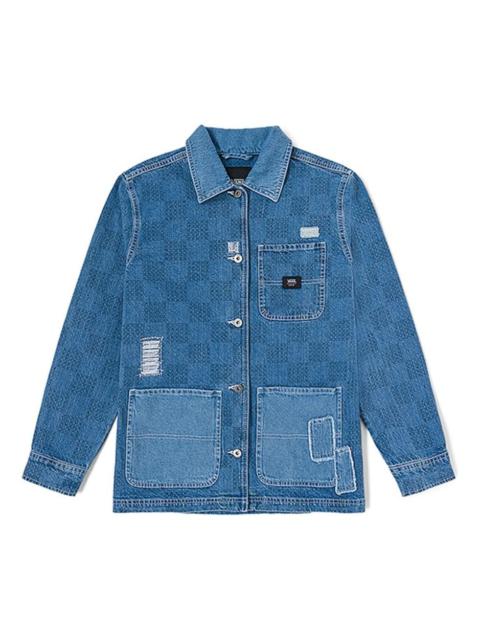 (WMNS) Vans Mended Check Denim Printed Jacket 'Blue' VN0007577W6