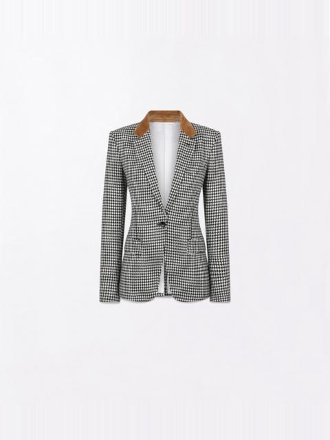 TOM FORD CASHMERE PIED DE POULE SINGLE BREASTED BOYFRIEND JACKET