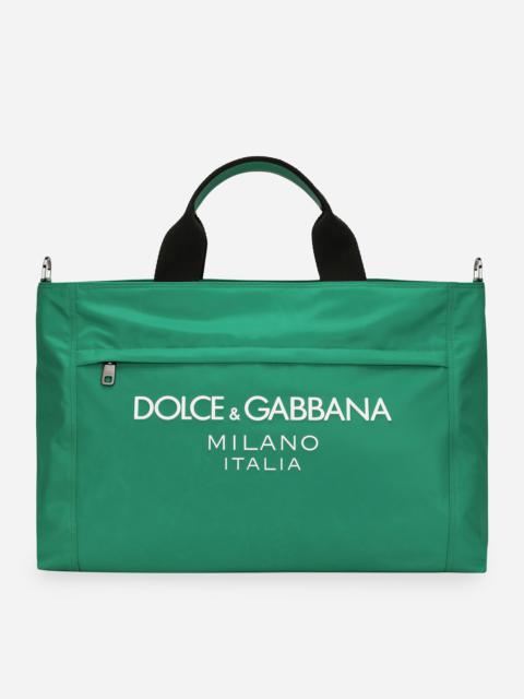 Dolce & Gabbana Nylon holdall with rubberized logo