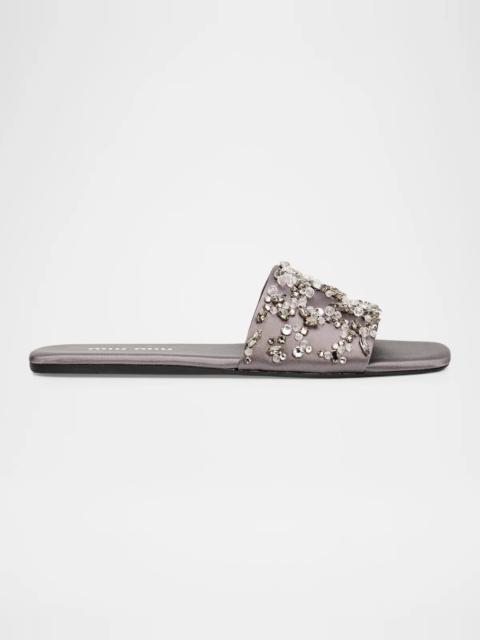 Miu Miu Embellished Satin Slide Sandals