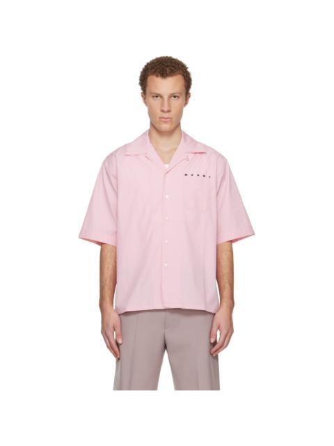 Marni Pink Hidden Logo Organic Poplin Bowling Shirt