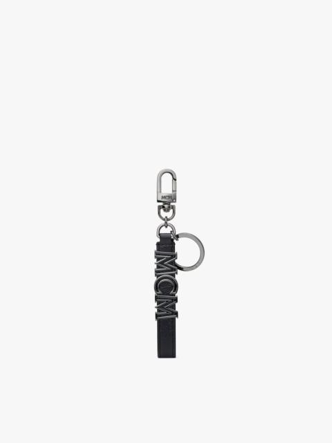 MCM Aren Logo Key Holder in Crushed Leather