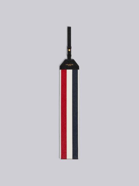 Thom Browne Black Pebbled Calfskin Multicolor Stripe Long Luggage Tag
