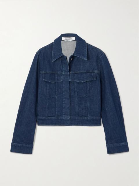 Another Tomorrow Cropped denim jacket Blue