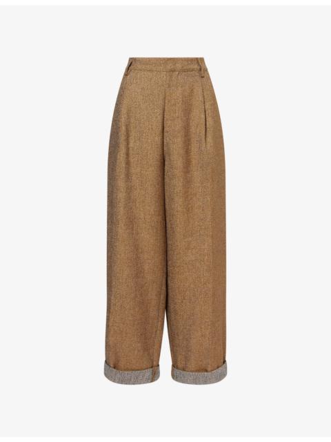 DARKPARK Danielle Wide-Leg Linen and Cashmere-Blend Trousers