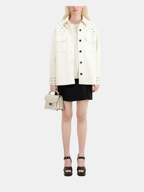 The Kooples ECRU WOOL-BLEND OVERSHIRT-STYLE JACKET WITH STUDS