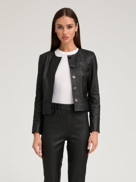 SPRWMN BLACK LEATHER SHRUNKEN JACKET