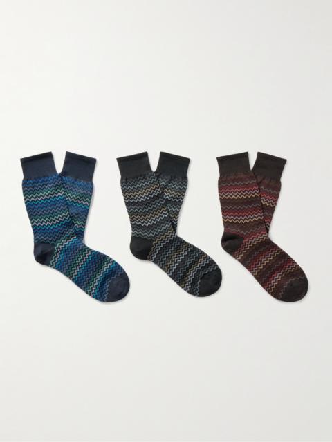 Missoni Three-Pack Crochet-Knit Cotton Socks
