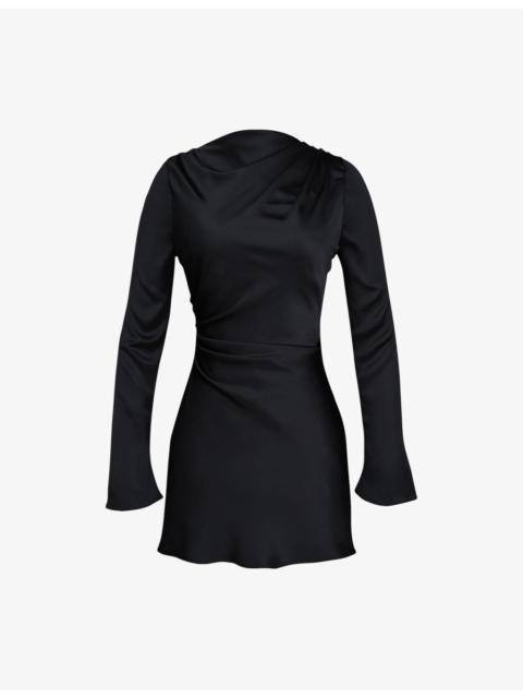 House of CB Lulu Flute Long-Sleeve Satin Mini Dress