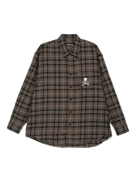 mastermind JAPAN skull-embroidered plaid shirt