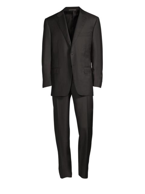 Canali Men's Regular-Fit Two-Button Wool-Blend Suit - Black
