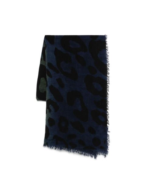 Faliero Sarti Chal Ax leopard-print frayed-edge scarf