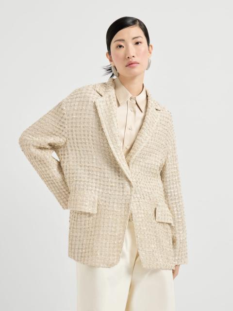 Brunello Cucinelli Silk organza blazer with dazzling net embroidery