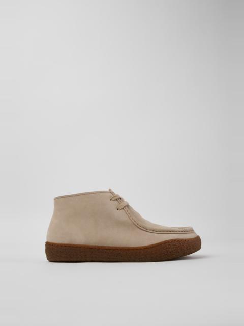 CAMPER Peu Terreno Beige Suede Ankle Boots for Men.