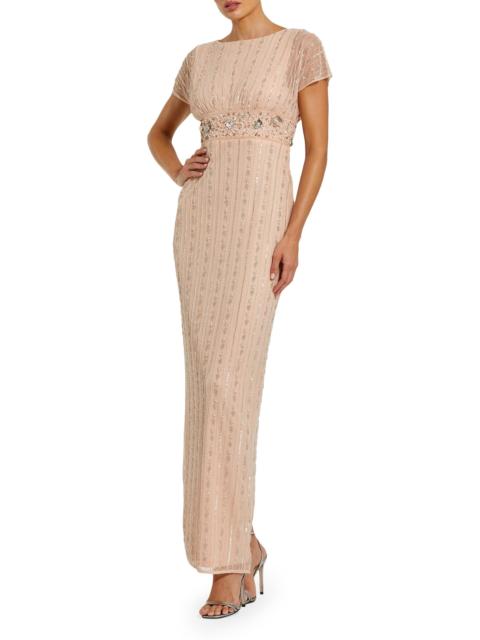 MAC DUGGAL Women's Embellished Mesh Blouson Column Gown - Rose