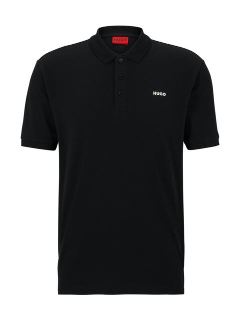 HUGO COTTON-PIQUÉ POLO SHIRT WITH LOGO PRINT