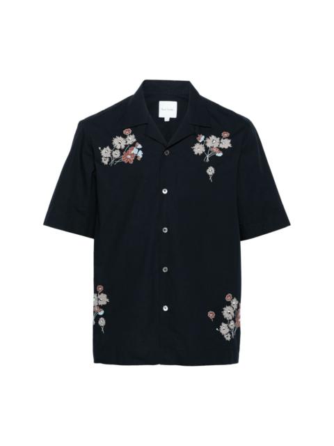 floral-embroided cotton shirt
