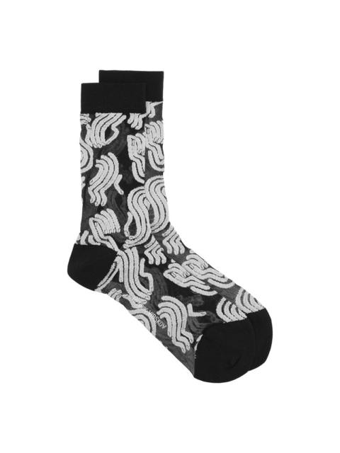 HENRIK VIBSKOV SUNNY FINGERS TRANSPARENT SOCKS FEMME - WHITE FINGERS BLACK