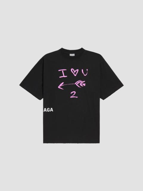 BALENCIAGA Men's I Love U Medium Fit T-Shirt - Black